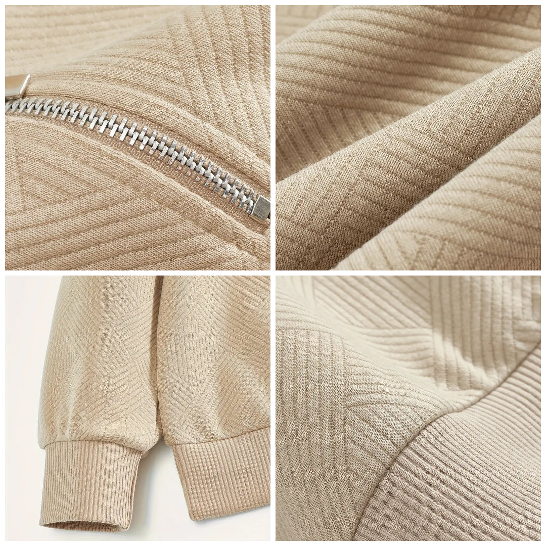 Vintage Geometric Design Sweater With Zipper